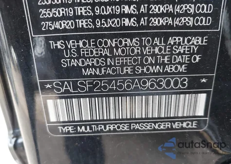 2006 Land Rover Range Rover Sport Hse z USA, uszkodzony, nr VIN SALSF25456A963003